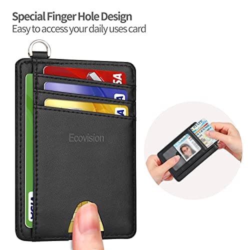 EcoVision Slim Minimalist Front Pocket Wallet, RFID Blocking Credit Card Holder Wallet with Detachable D-Shackle for Men Women — view 5