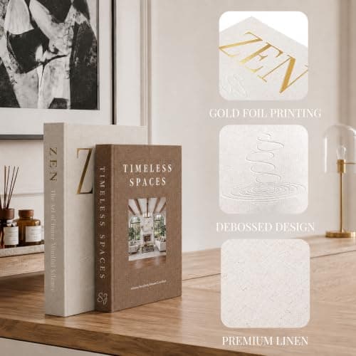 Aesthetic Linen Decorative Books for Home Decor, Set of 2 Fake Books