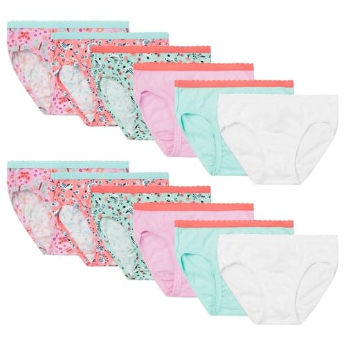 Fruit of the Loom Toddler Girls' Tag-Free Cotton Underwear, Hipster-12 Pack-Assorted Colors, 4-5T