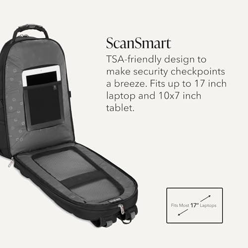 SWISSGEAR 1900 ScanSmart Laptop Backpack, Fits Most 17-Inch Laptops, TSA-Friendly Lay-Flat Design, RFID Protection, and Tablet Pocket, Black, 31L, 18.5-Inch — view 2