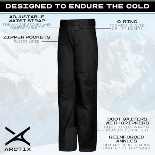 Arctix Kids Snow Pants with Reinforced Knees and Seat, Black, Large — view 4