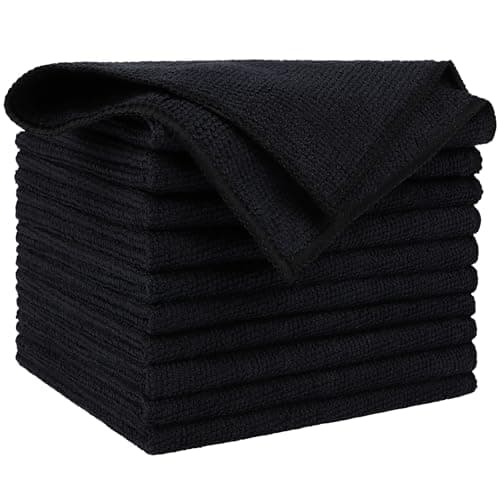AIDEA Microfiber Cleaning Cloths Black-10PK, Microfiber Towels for Cars, Premium All-Purpose Car Cloths, Dusting Cloth Cleaning Rags, Absorbent Microfiber Cloth for SUVs, House, Kitchen, Window-12×12"
