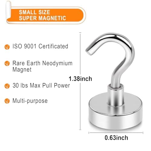 MIKEDE Magnetic Hooks 15Pack 30lbs+ Magnet Hook Cruise Cabin Ship Essentials Heavy Duty Strong Magnets Refrigerator Fridge Hanging for Classroom Beach Vacation Kitchen Grills Home ﻿ — view 5