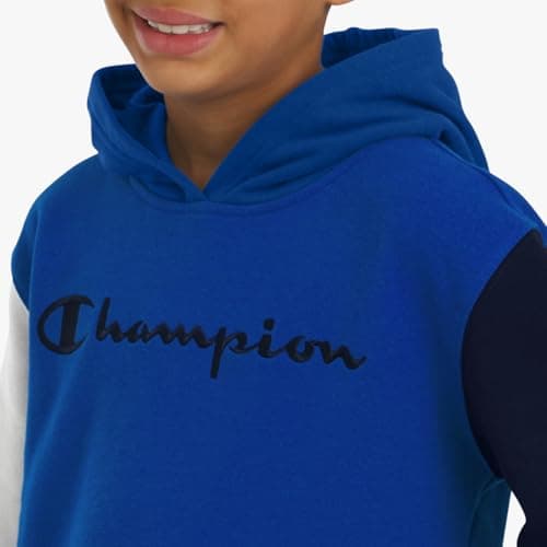 Champion Boys Fleece Hoodie Color Block Hooded Sweatshirt with Kangaroo Pockets and Ribbed Cuffs — view 2