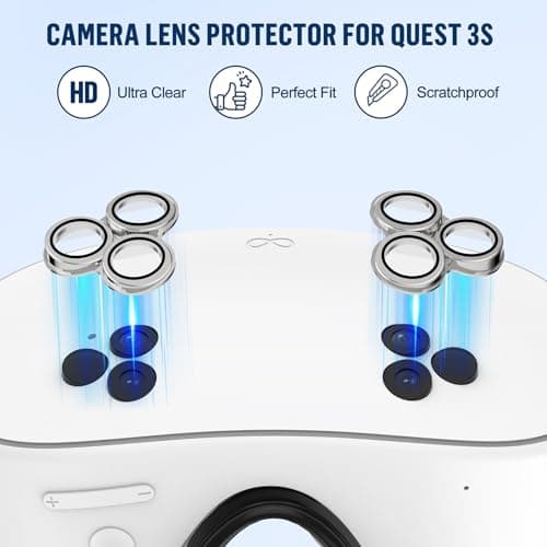 Silicone Cover Set Compatible with Meta/Oculus Quest 3s Accessories, Silicone Face Cover, Controller Grip Cover, Camera Lens Protector, VR Shell Cover, Protective Lens Cover, Not Fit Quest 3 — view 3
