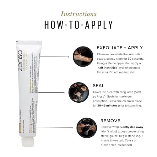 Zensa Tattoo Numbing Cream 5% Lidocaine, Safe on Broken Skin | Fast-Acting Pain Relief for Tattoos, Microneedling, Waxing, Injections | Vegan, Steroid-Free, Professional-Grade | Best Tattoo Numbing Cream 1 Oz (DIN 02449684) — view 3