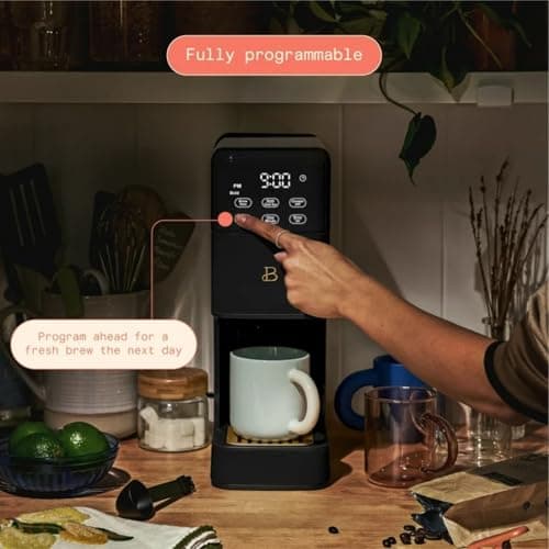 Programmable Single Serve Coffee Maker with Integrated Burr Grinder, Touch Controls, Fresh Custom Brew, Compact Design, Easy to Use — view 4