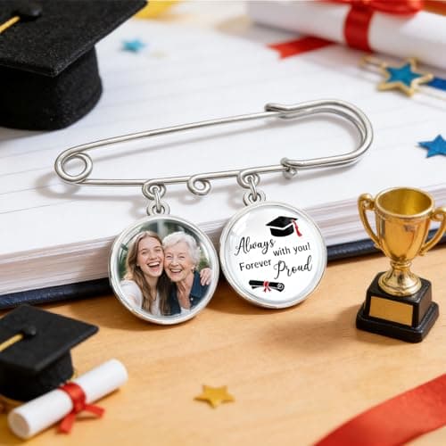 Custom Memorial Graduation Tassel Photo Charm with DIY Pin Brooch Memory Tassel Picture Grad Cap Decoration Personalized 2026 Grad Gift for Gown Ceremony Bouquet — view 3
