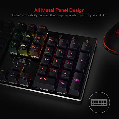 Redragon K556 RGB LED Backlit Wired Mechanical Gaming Keyboard, 104 Keys Hot-Swap Mechanical Keyboard w/Aluminum Base, Upgraded Socket and Noise Absorbing Foams, Quiet Linear Red Switch — view 2