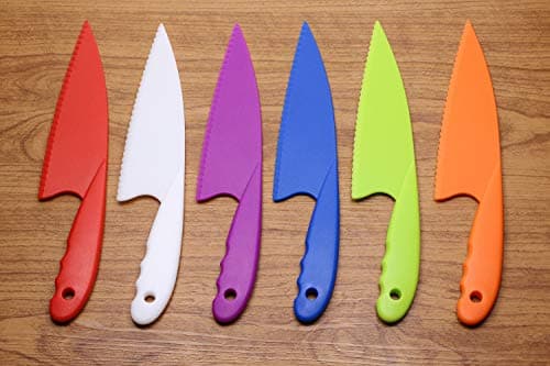 PENTA ANGEL 6 Colors Plastic Kitchen Knife Set Nylon Knife Children Safety Cooking Chef Knives for Fruit Lettuce Vegetable Salad Bread (6 Colors) — view 3