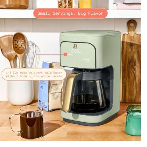 B - 12-Cup Programmable Coffee Maker with Touch Controls, Auto Brew Timer, Reusable Filter, Large Glass Carafe, Countertop Coffee Machine (Sage Green) — view 2