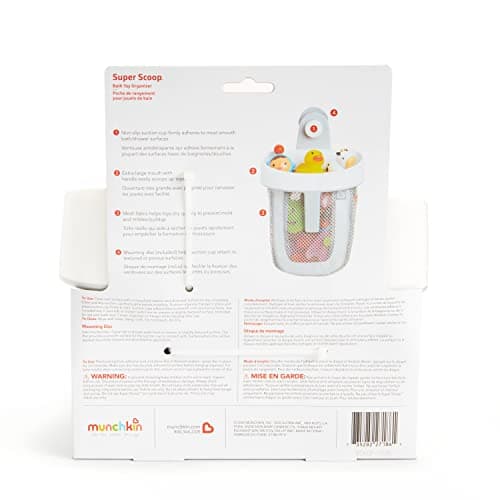 Munchkin Hanging Bath Toy Storage with Quick Drying Mesh, Grey — view 8