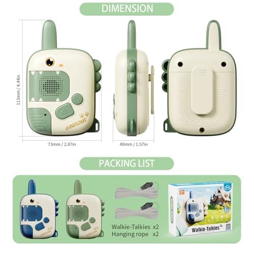 Dino Walkie Talkies for Kids,Dinosaur Toys for Kids 3-5-7,Toddler Kids Toys 2 Pack Birthday Gifts for 3 4 5 6 7 8 9 Year Old Boy Girls Toy for 3-12 Boys Outdoor Game,Easter Christmas Stocking Stuffers — view 3