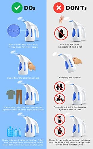 HiLIFE Steamer for Clothes, Portable Handheld Clothing Steamer, 240ml Big Capacity, 700W, Strong Power, Fabric Quick Wrinkle Remover with Brush for Home, Office(ONLY 120V) -Blue — view 6