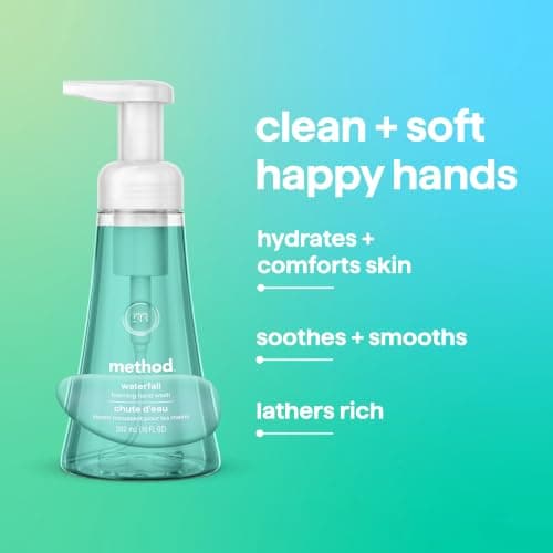 Method Foaming Hand Soap, Biodegradable Formula with Foaming Soap Dispenser Made of 100% Recycled Plastic, Waterfall Scent, 300 ml Soap Pump Bottles, 3 Pack, Clear — view 5