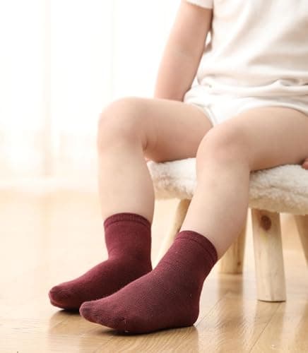JAKIDAR 12 Pack Baby Toddler Socks Non Slip Grip Cotton Crew Socks for Boys Girls Infants Kids, Angola Red, 12-24 Months — view 6