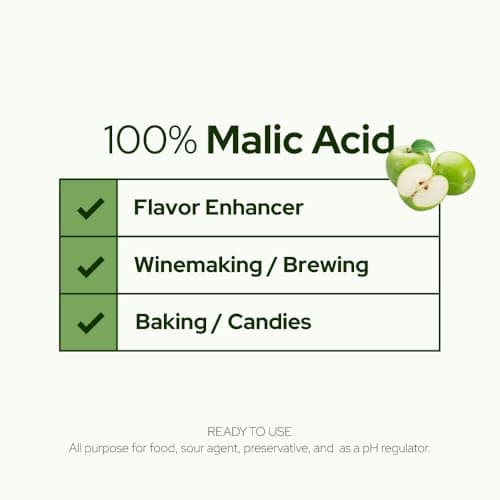 Malic Acid Powder by Plant of Life, Pure, Food Grade, Multi-Use Natural Sour Agent for Food, Drink, Candies, and pH. (2lbs (907g))