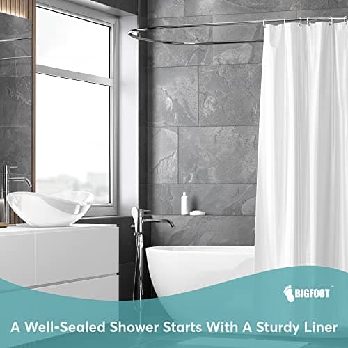 BigFoot Clear Shower Curtain - 72x72 Odorless Plastic with Magnets, Washable Long Bathroom Curtain - Premium PEVA Waterproof Bath Curtain, Rust-Proof Bathroom Essentials