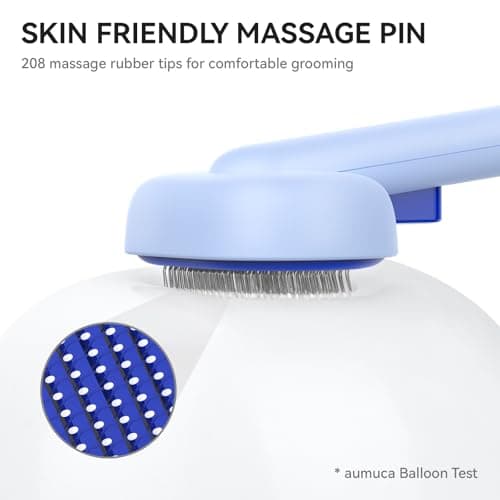 aumuca Pet Coat Care for Horse Dog Cat, Cat Brushes for Indoor Cats, Horses Grooming Deshedding Brush, Pet Massage Removes Loose Fur, Blue — view 2