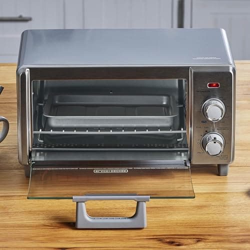 BLACK+DECKER Crisp 'N Bake Air Fry Countertop Convection Toaster Oven, Medium Capacity, 4-Slice, 5-in-1, Fits 9” Pizza, 30-Min Timer, Bake, Broil, Air Fry, Toast, Keep Warm, Stainless Steel — view 9