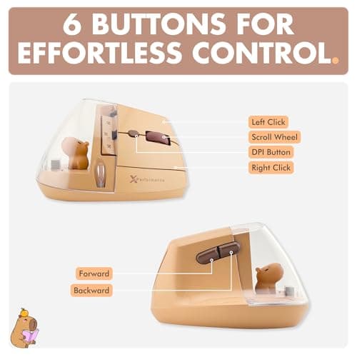 X9 Performance Wireless Vertical Ergonomic Mouse - Click with Capybara - (BT + 2.4G) Up to 4000 DPI, 6 Button, Rechargeable - Bluetooth Ergonomic Vertical Mouse Wireless - for Mac and PC - Brown — view 5