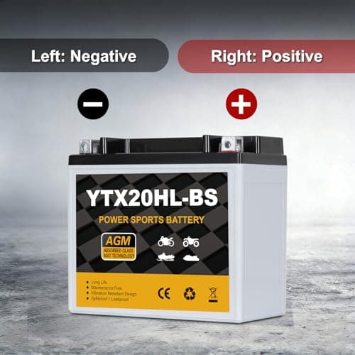 Daakmax YTX20HL-BS Motorcycle Battery 12V 18Ah 310CCA, Maintenance Free Sealed AGM Powersport Battery, Replacement for ATV UTV Scooter, YTX20HL BS / ETX20L / GTX20HL-BS — view 3