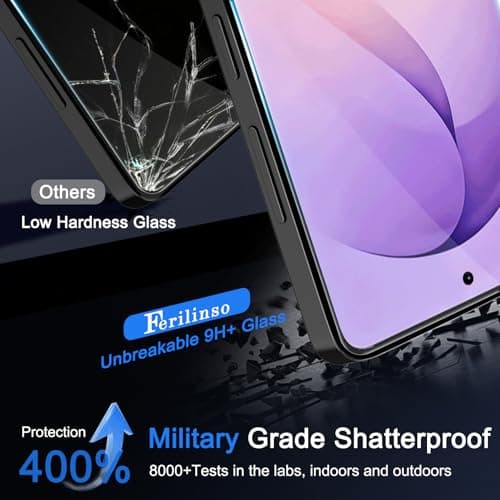 Ferilinso 3 Pack Screen Protector for Samsung Galaxy S26 Ultra, 9H Military-Grade Shatterproof Tempered Glass, Dust Removal Tray, Fingerprint Compatible, Case Friendly, with Camera Lens Protectors — view 2