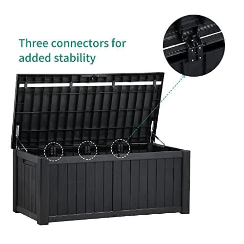 YITAHOME 120 Gallon Outdoor Storage Deck Box, Large Resin Patio Storage for Outdoor Pillows, Garden Tools and Pool-Supplies, Waterproof, Lockable (Black) — view 5