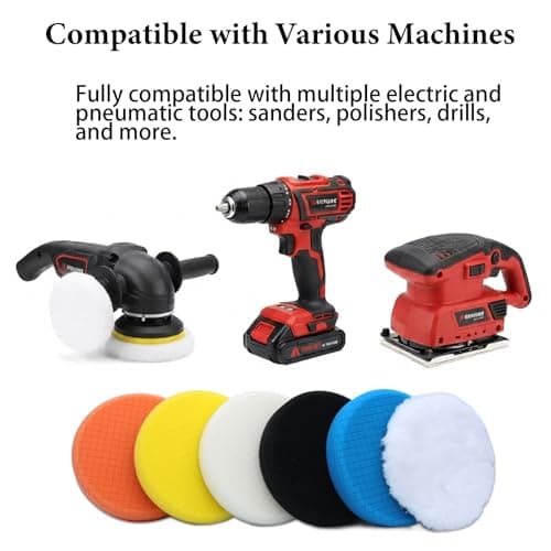 6Pcs 6.3inch (160mm) Buffing Car Polishing Pads Set, Suitable for 6 Inch Backboards, Including Sponge and Wool Pads for Car Buffer Polisher, Polishing and Waxing (6.3 inches) — view 2
