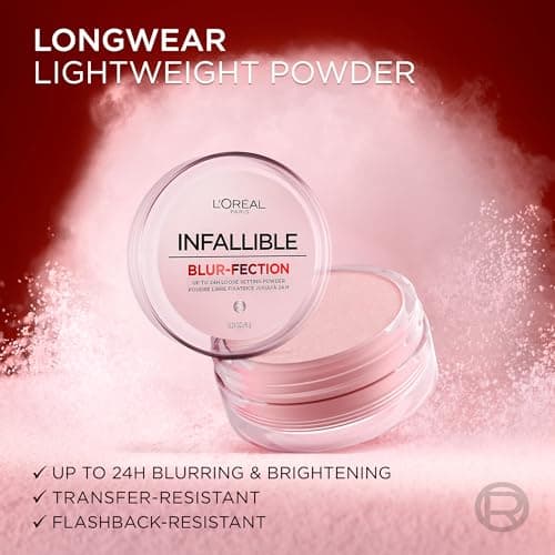 L'Oréal Paris Infallible Blur-Fection Loose Powder, Brightening Pink Setting Powder with Soft Matte Finish, Locks in Makeup for Up to 24H, 10 Light Pink, 6g — view 2