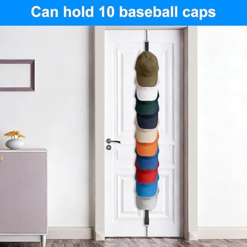 Door Hat Rack Organizer - 2 Pack Holds 20 Baseball Caps with 10 Hooks Each, Over-The-Door Hat Storage for Closet & Bedroom, Space-Saving Hat Rack for Hats Collection — view 2