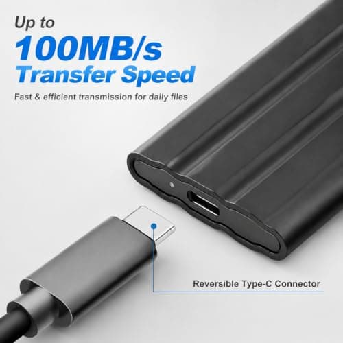 1TBPortable External Hard Drive,Ultra Slim Portable HDD,Type-C,External Hard Drive Compatible with PC, Mac, Laptop -Black — view 2