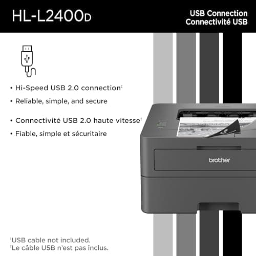 Brother HL-L2400D Compact Monochrome Laser Printer with Duplex Printing, USB connectivity (Cable Sold Separately), Black & White Output — view 6