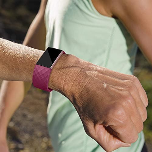 Vancle Bands Compatible with Fitbit Charge 4 / Charge 3 / Charge 3 SE Bands, Classic Soft Replacement Wristband Sport Strap for Fitbit Charge 4 and Charge 3 Charge 3 SE Fitness Activity Tracker Women Men Small Large (006, 4PCS(Black+Navy Blue+Wine+Mint Green), Large) — view 5