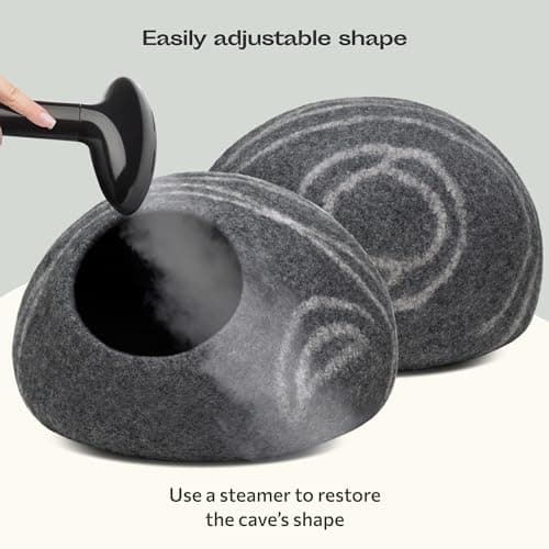 MEOWFIA Cat Cave – Premium Felt Cat Bed for Indoor Cats, Handmade Merino Wool (Dark Grey, Large) — view 4