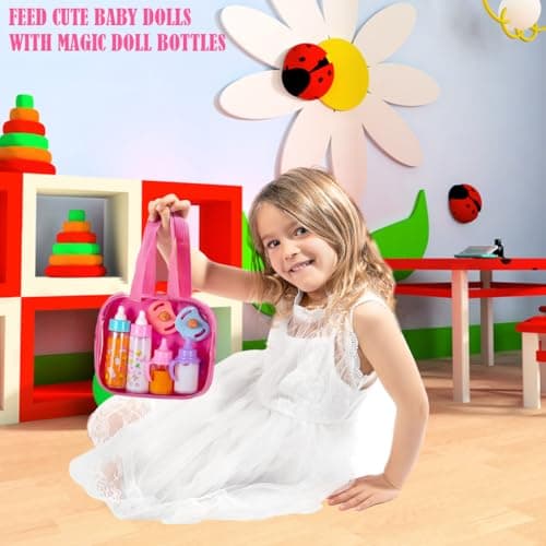 fash n kolor®, My Sweet Baby Disappearing Doll Feeding Set | Baby Care 6 Piece Doll Playset for Toy Stroller | 2 Milk & Juice Bottles with 2 Toy Pacifier for Baby Doll — view 2