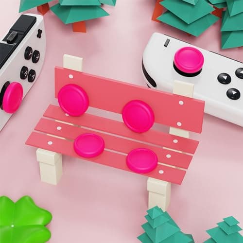eXtremeRate PlayVital Switch Joystick Caps, Switch Lite Thumbstick Caps, Silicone Analog Cover for Joycon Thumb Grip Rocker Cover for Nintendo Switch Accessories & Switch Lite - Bright Pink — view 3