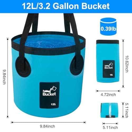 Car Wash Bucket 3.2 Gallon, Collapsible Bucket for Cleaning Supplies Car Wash Fishing, Plumbing Water Container Outdoor Camping Kids Sand Play Toy Organizer, Portable Laundry Wash Basin RV Essentials