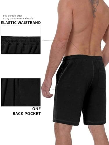 TUREFACE Men's Casual Shorts Cotton 9" Hiking Fishing Waist Work Shorts with Pockets Black Large — view 4
