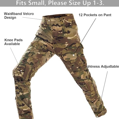 SANYETS Tactical Uniform,Combat Long Sleeve Shirt and Pants,Cap Gloves Balaclava Set Airsoft Suit, Military Gear Amy Clothing for Men(XL,Camo) — view 4