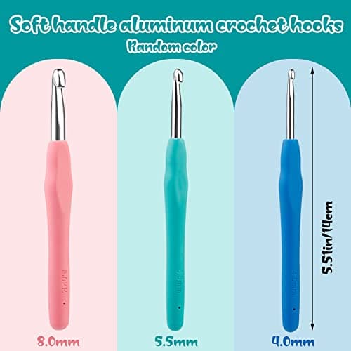 3 Sizes Crochet Hooks 4.0mm 5.5mm 8.0mm Crochet Hooks for Arthritic Hands
