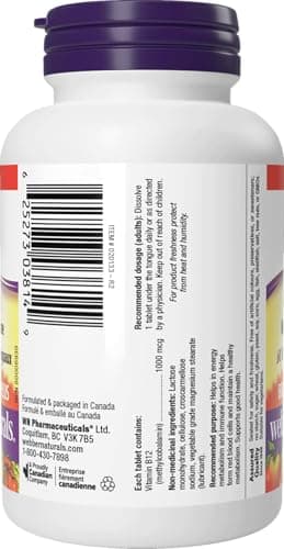 Webber Naturals Vitamin B12 1000 mcg, Quick Dissolve, 80 Tablets, Supports Energy Production and Metabolism — view 7