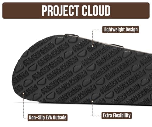 Project Cloud 100% Genuine Leather Flat Sandals For Women 2026 Cork Footbed Womens Sandals with Memory Foam and arch support Vacation Essentials Slides for Women Footwear (Venita, taupsu, 8) — view 4