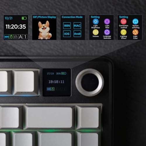 EPOMAKER X Aula F75 MAX Wireless Mechanical Keyboard with TFT Screen and Knob, Gasket Gaming Keyboard in 75% Layout, Hot Swappable, RGB Backlight, for PC/Mac/Linux (Black Gradient) — view 3