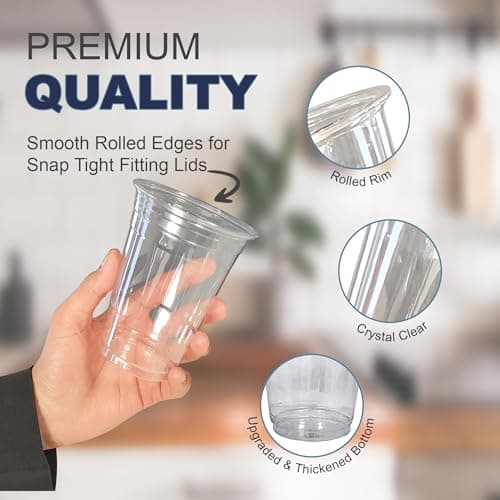 Morning Dew (16 oz, 1000 ct) Clear PET Cup, Plastic Cups 98mm Dia, Disposable Cold Drinking Cups, Perfect for Ice Coffee, Smoothie, Slushies, Juice & Mixed Beverages — view 3