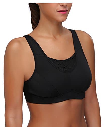 WingsLove Women’s High Impact Comfort Full Support Non Padded Sport Bra, Black, 36H — view 5