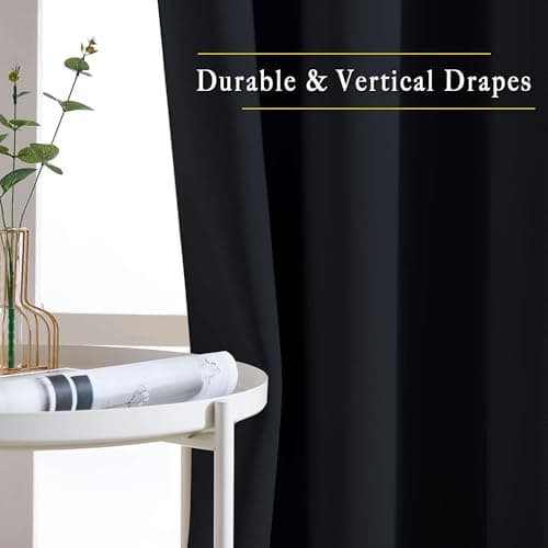 NICETOWN Black Out Curtains for Bedroom 84 inches Long - Light Reducing Thermal Insulated Solid Grommet Curtains/Panels/Drapes for Living Room (Set of 2, W52 x L84) — view 4