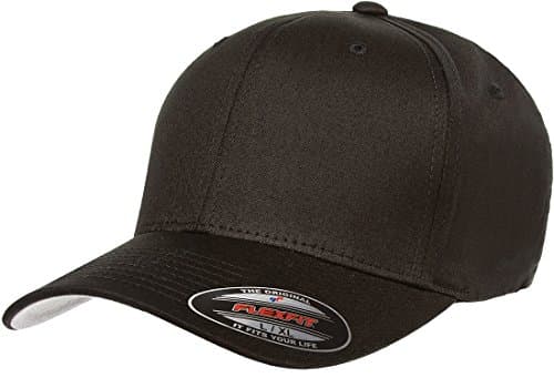 Flexfit Cotton Twill Fitted Cap, Black, Large-X-Large