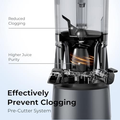 EanOruus Juicer Machines, 3-in-1 Cold Press Juicer with 6.5" Extra Large Chute, 100oz Large Capacity, AC Motor, Makes Juice, Nut Milk & Sorbet, Premium Gray — view 6