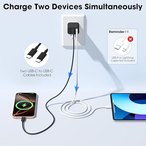 iPhone 17 16 15 Charger Fast Charging,20W USB C Wall Charger Block with 6ft Type C to C Cable Cord for Apple iPhone 17/17 Pro/17 Pro Max/17 Air/16/16 Plus/16 Pro/16 Pro Max/15 Pro Max/iPad Pro Black — view 5
